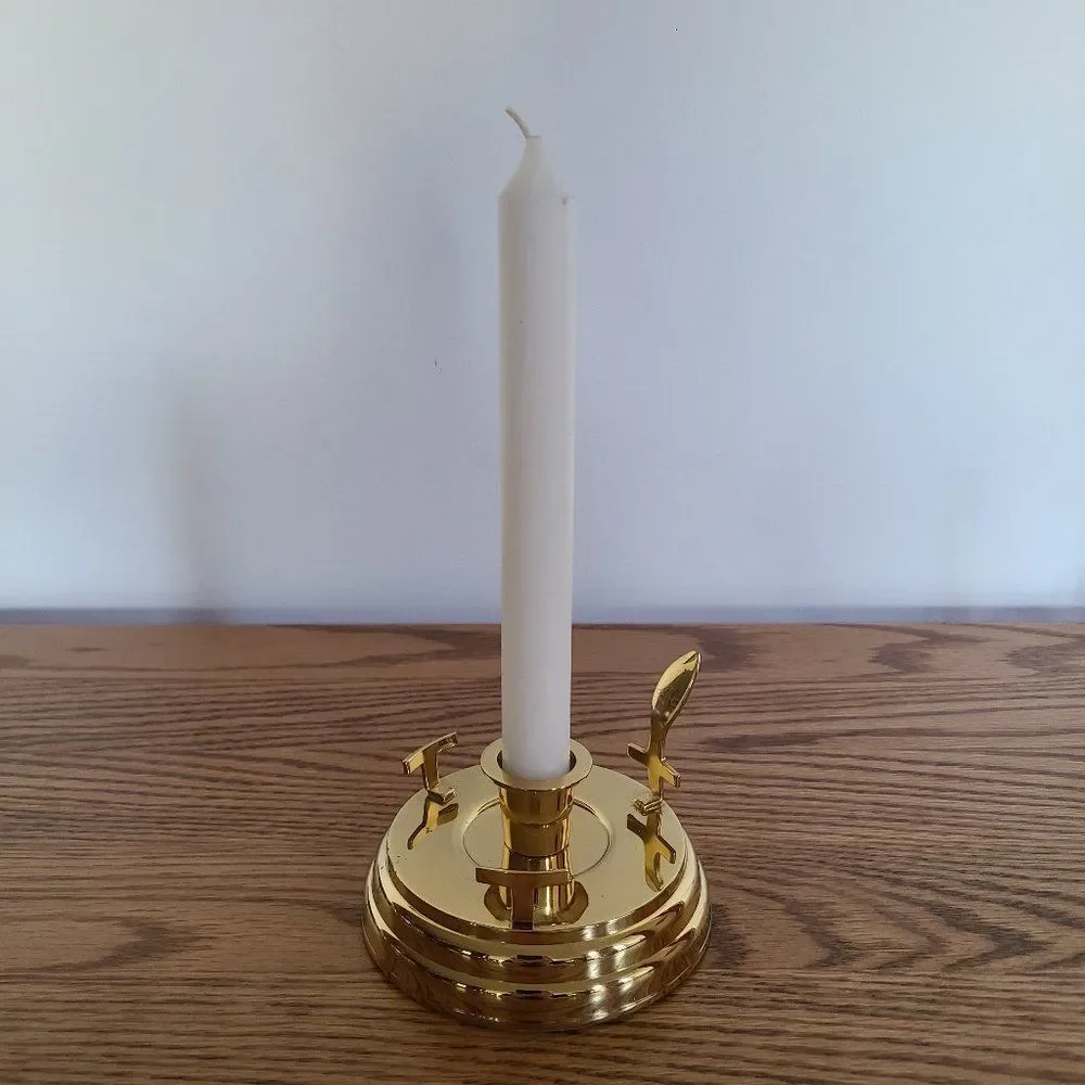 PartyLite Contessa Brass Hurricane Taper Candleholder For Candles / Glass Votive